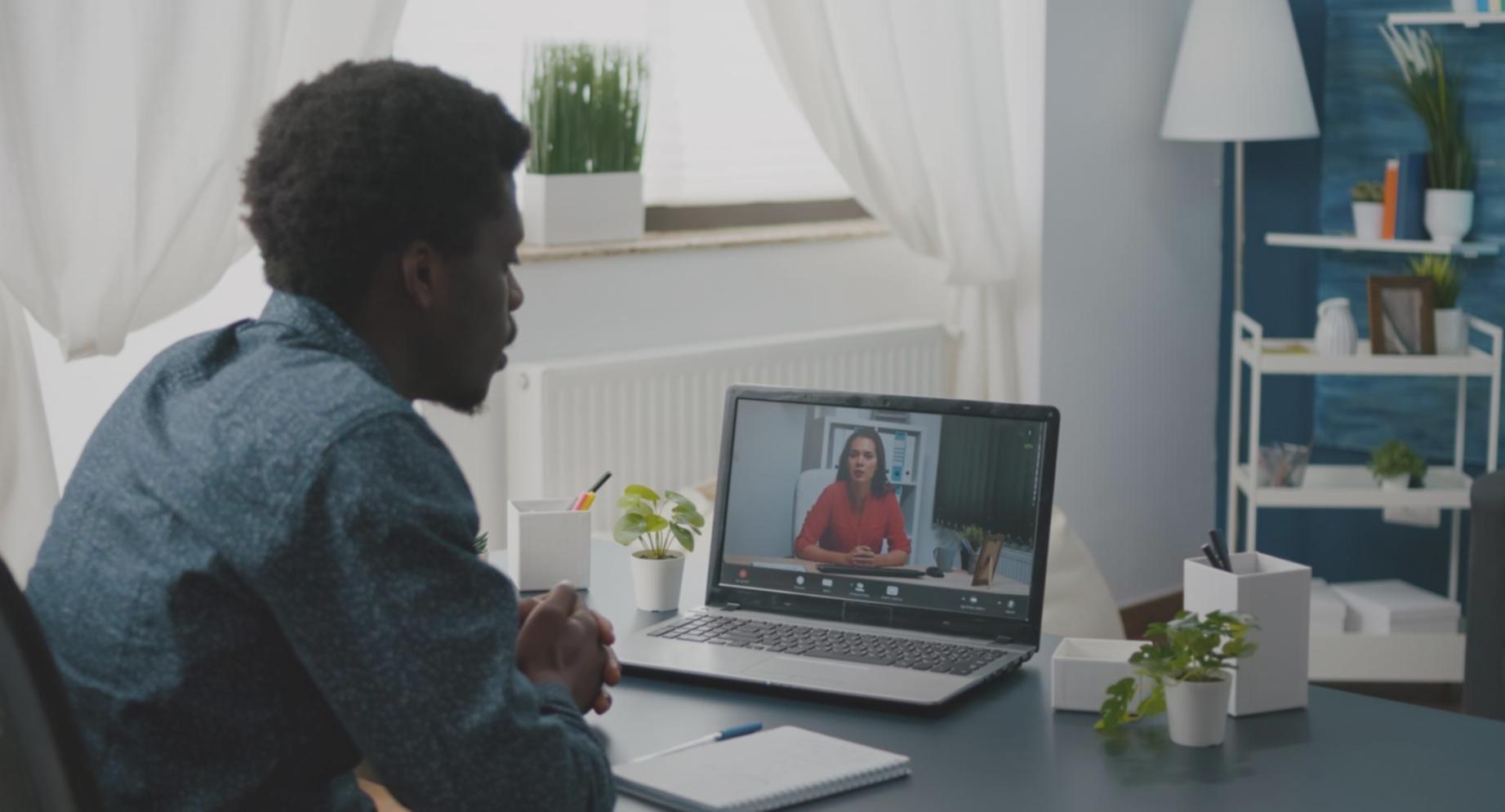 Remote learning session showing financial analysis on computer screen